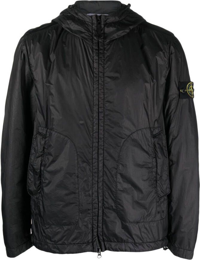 Stone Island Jack met logopatch Zwart