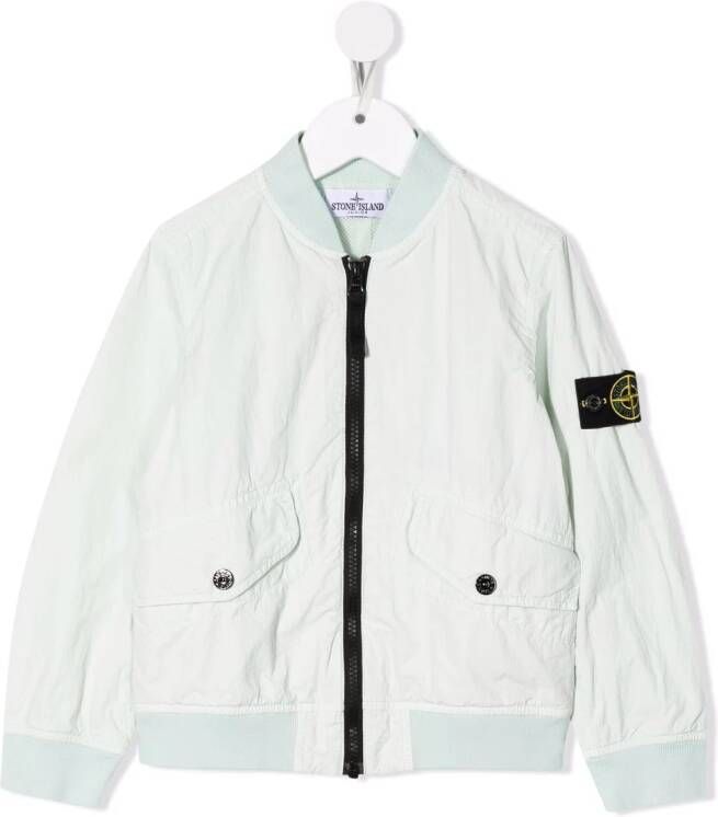 Stone Island Junior Bomberjack met logopatch Blauw