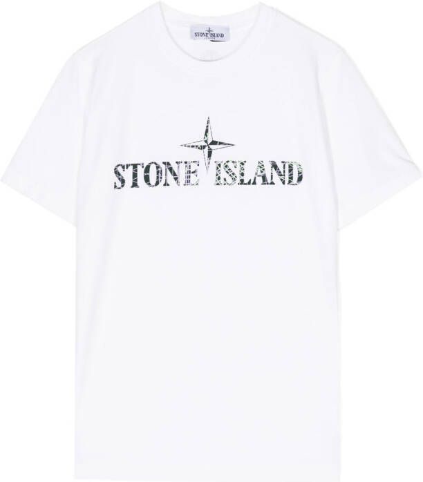 Stone Island Junior T-shirt met Compass-logopatch Wit