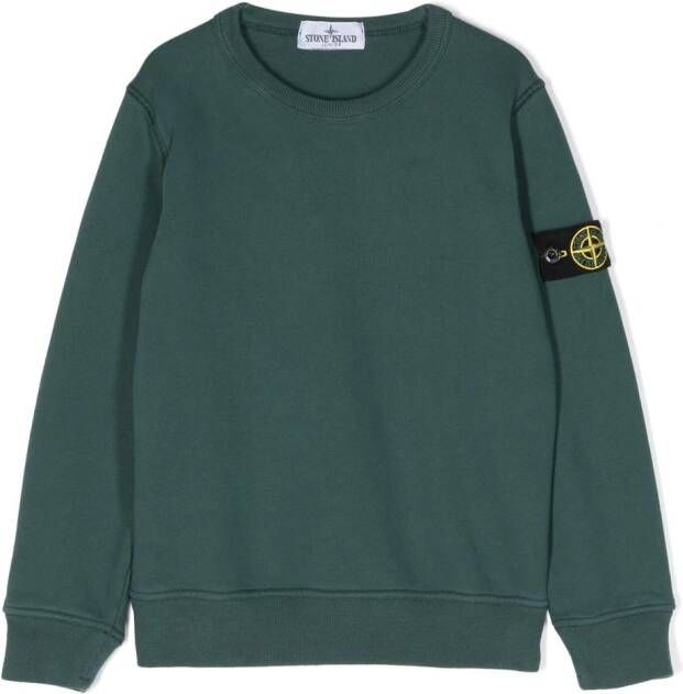 Stone Island Junior Sweater met patch Groen