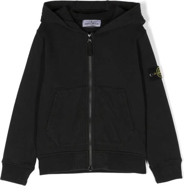Stone Island Junior Hoodie met patch Zwart