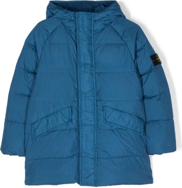 Stone Island Junior Donsjack met capuchon Blauw