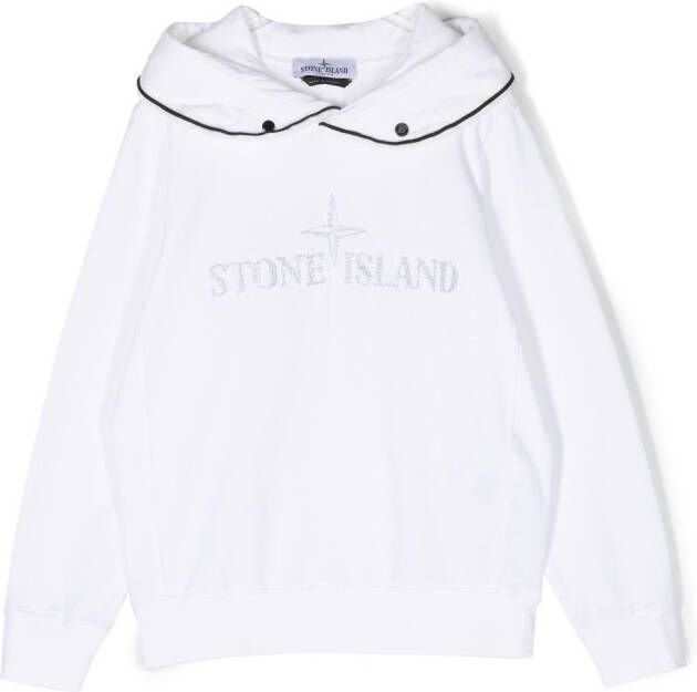Stone Island Junior Hoodie met logoprint Wit