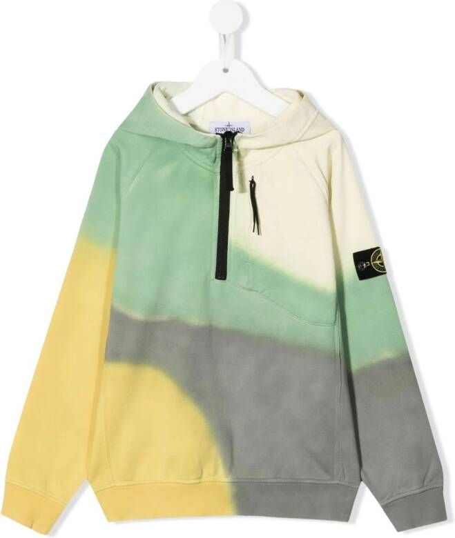 Stone Island Junior Hoodie met tie-dye print Geel