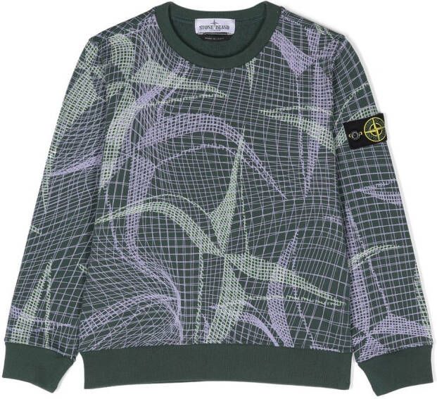 Stone Island Junior Sweater met logopatch Groen