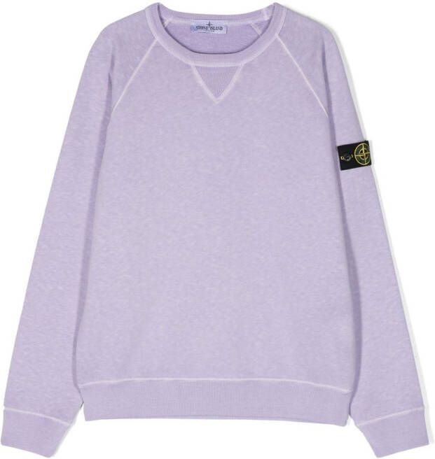 Stone Island Junior Sweater met logopatch Paars