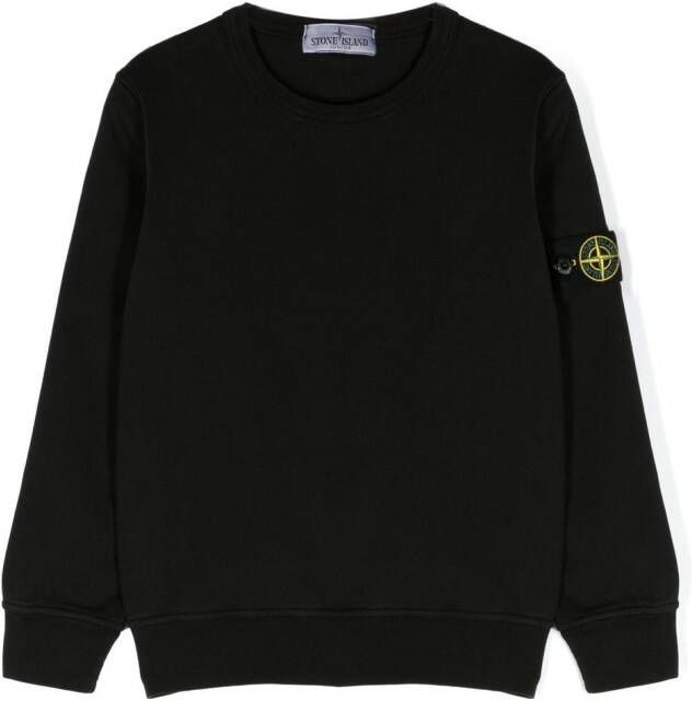 Stone Island Junior Sweater met logopatch Zwart