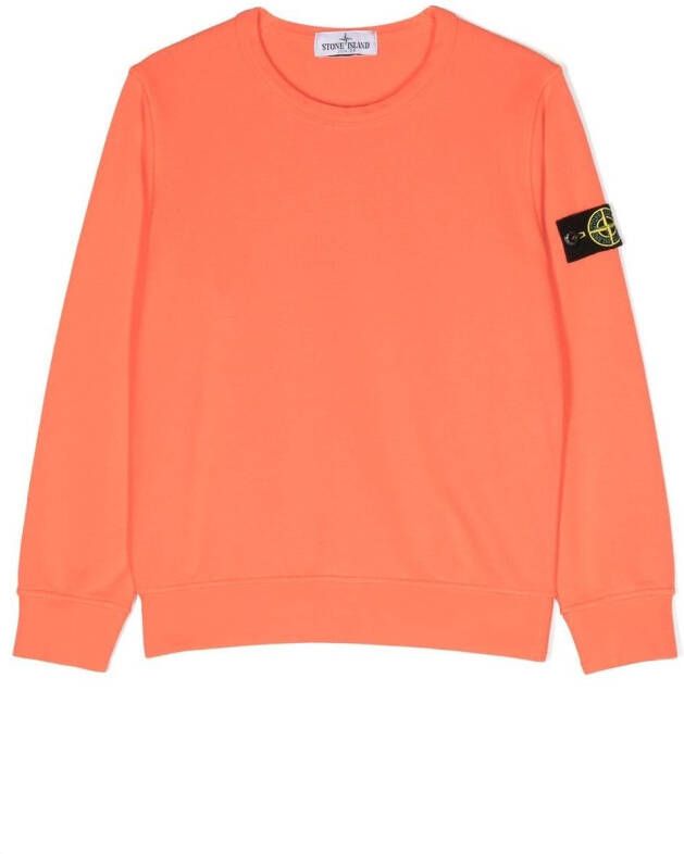 Stone Island Junior Sweater met logopatch Oranje