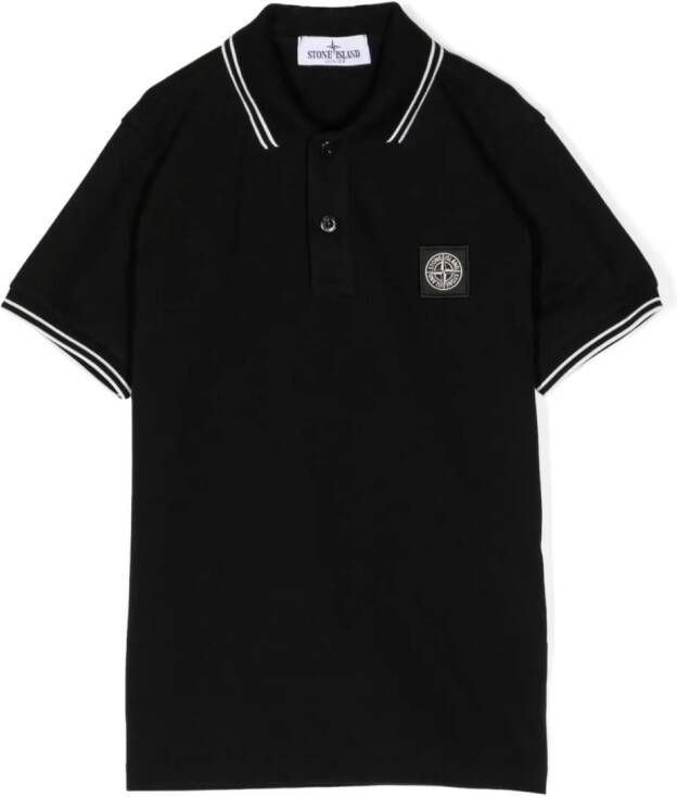 Stone Island Junior Poloshirt met logopatch Zwart