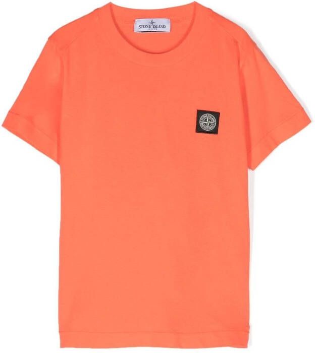 Stone Island Junior T-shirt met logopatch Oranje