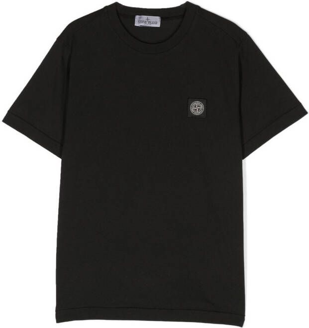 Stone Island Junior T-shirt met logopatch Zwart