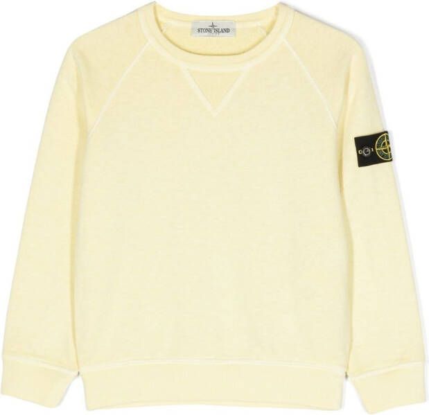 Stone Island Junior Sweater met logoplakkaat Geel