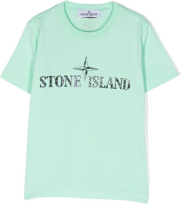 Stone Island Junior T-shirt met logoprint Groen