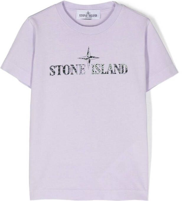 Stone Island Junior T-shirt met logoprint Paars