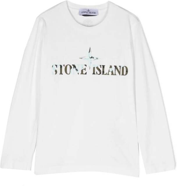 Stone Island Junior T-shirt met logoprint Wit
