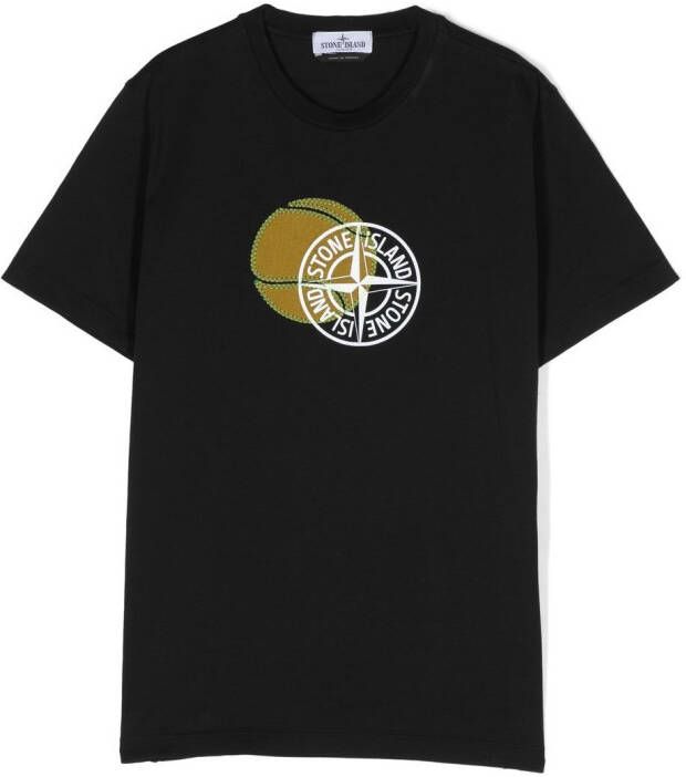 Stone Island Junior T-shirt met logoprint Zwart