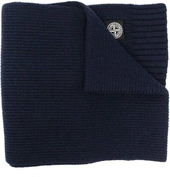 Stone Island Junior Ribgebreide sjaal Blauw