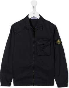Stone Island Junior Shirtjack met logopatch Blauw
