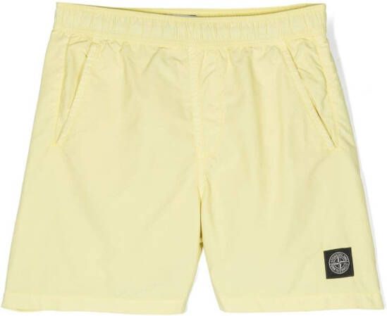 Stone Island Junior Shorts met logopatch Geel