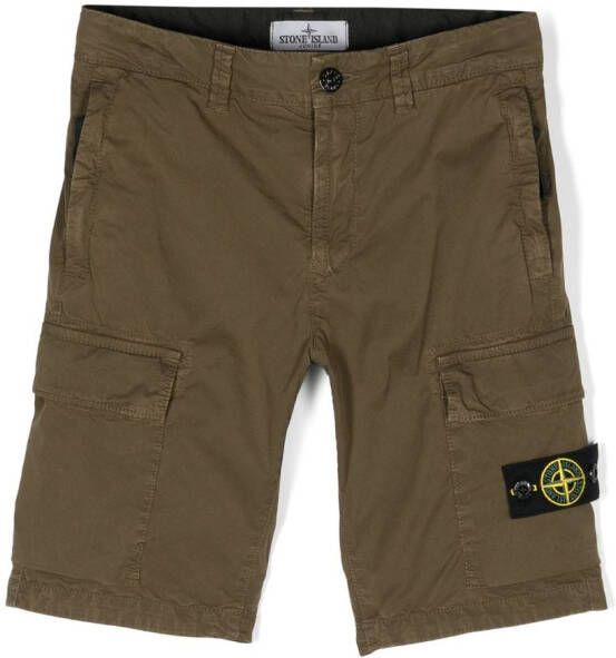 Stone Island Junior Shorts met logopatch Groen