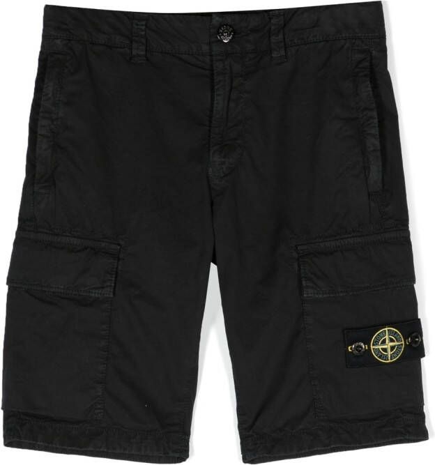 Stone Island Junior Shorts met logopatch Zwart