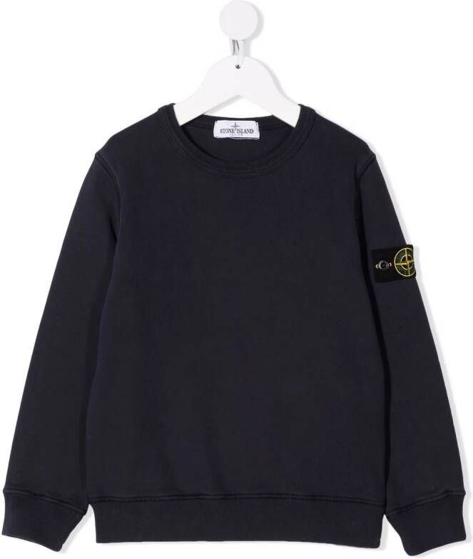 Stone Island Junior Sweater met logopatch Blauw