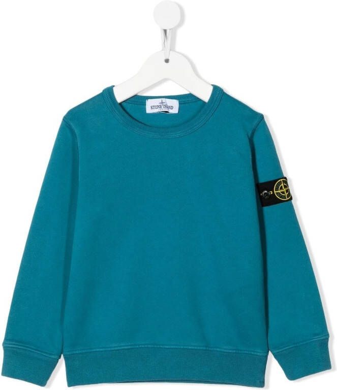 Stone Island Junior Sweater met logopatch Blauw