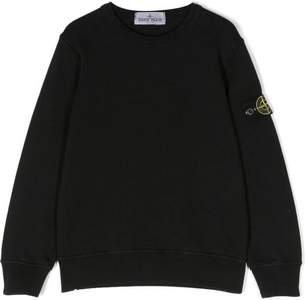 Stone Island Junior Sweater met logopatch Zwart