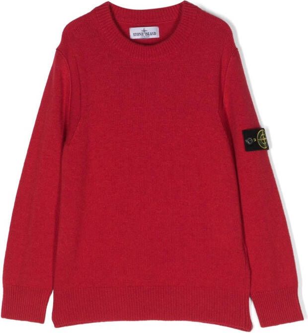Stone Island Junior Sweater met ronde hals Rood
