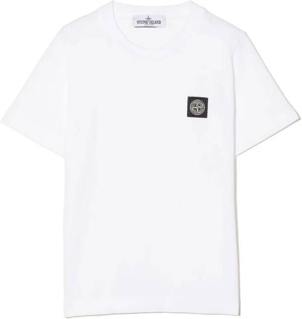 Stone Island Junior T-shirt met kompaspatch Wit