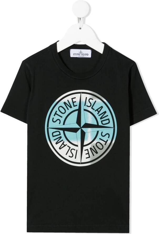 Stone Island Junior T-shirt met logo Zwart