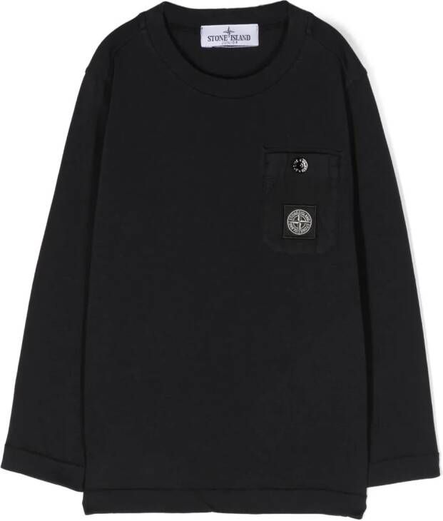 Stone Island Junior T-shirt met logopatch Blauw