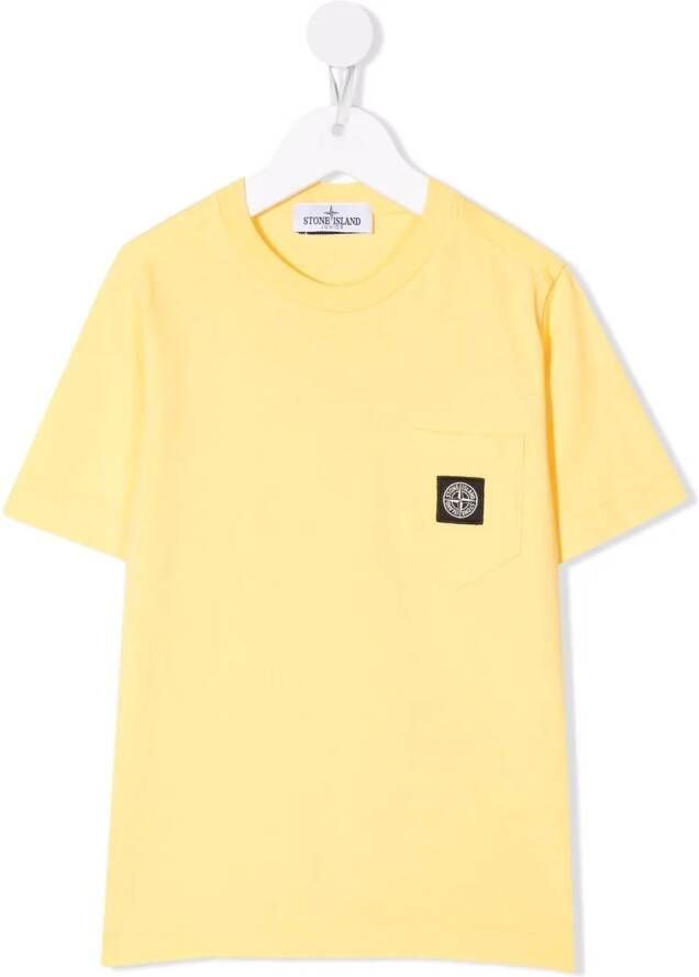 Stone Island Junior T-shirt met logopatch Geel