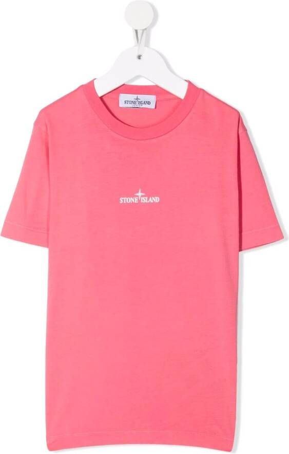 Stone Island Junior T-shirt met logoprint Roze