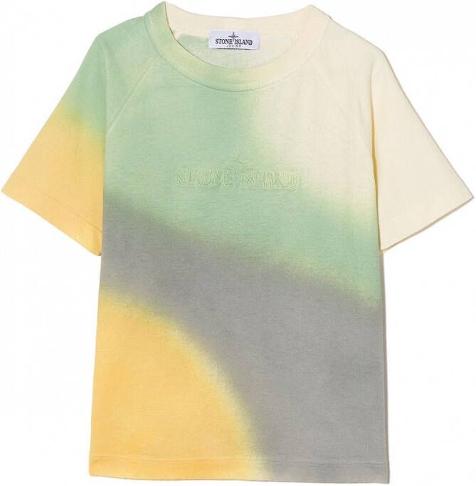 Stone Island Junior T-shirt met tie-dye print Groen