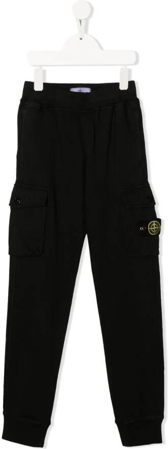 Stone Island Junior Trainingsbroek met logopatch Zwart