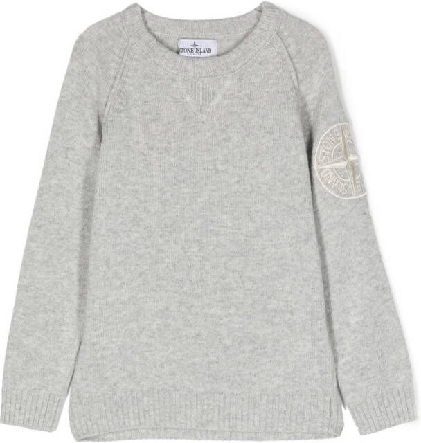Stone Island Junior Trui met geborduurd logo Grijs
