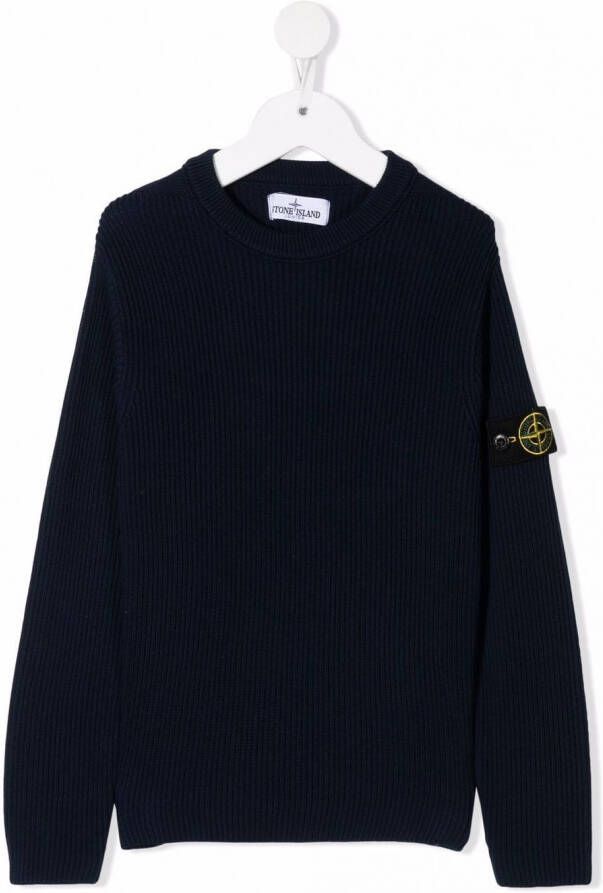 Stone Island Junior Trui met logopatch Blauw