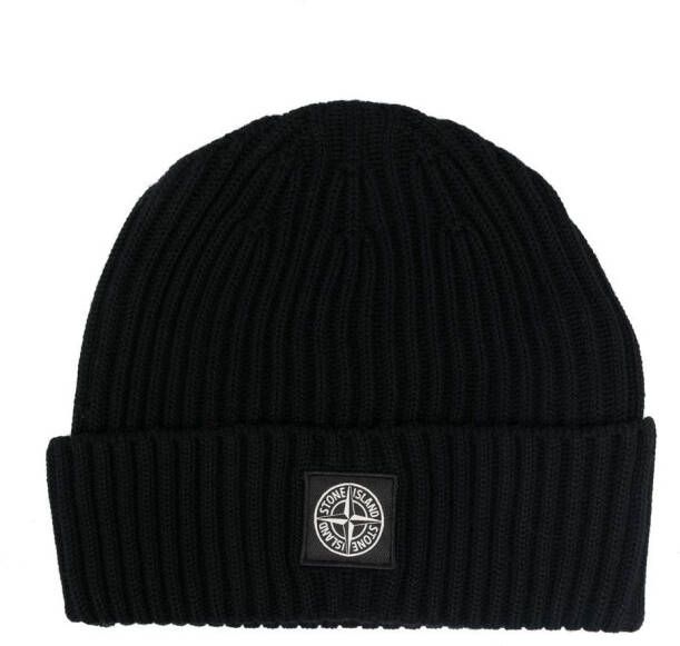 Stone Island Junior Wollen muts Zwart