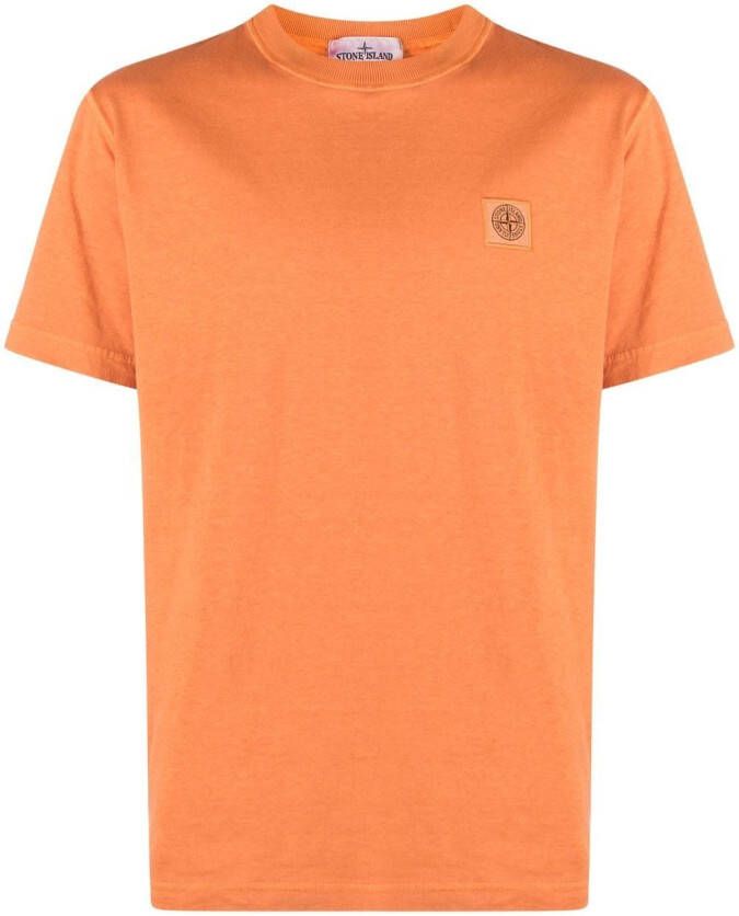 Stone Island T-shirt met logopatch Oranje