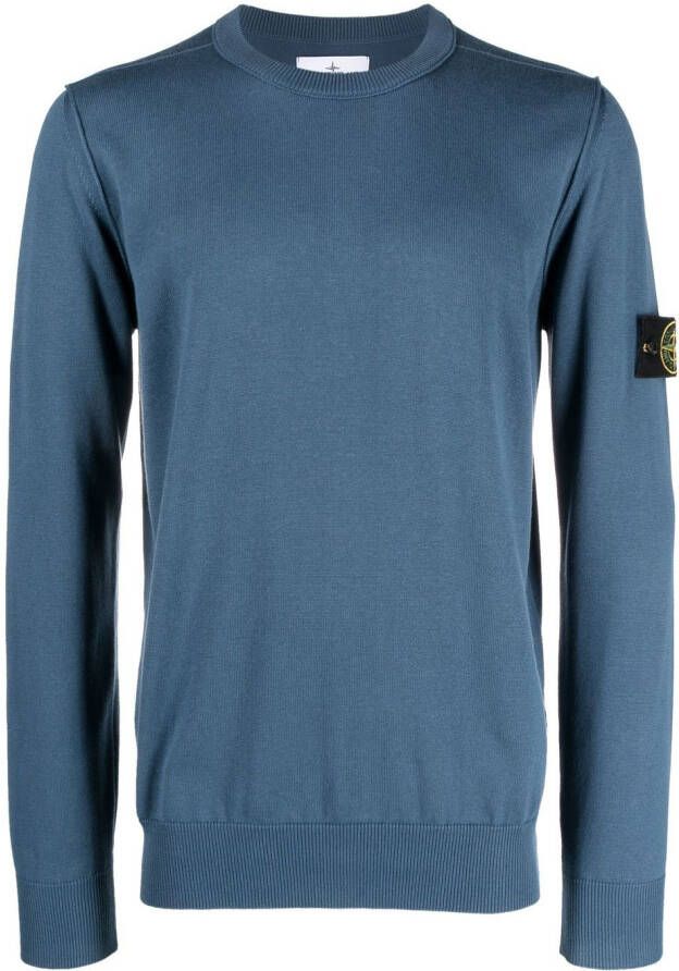 Stone Island Sweater met logopatch Blauw