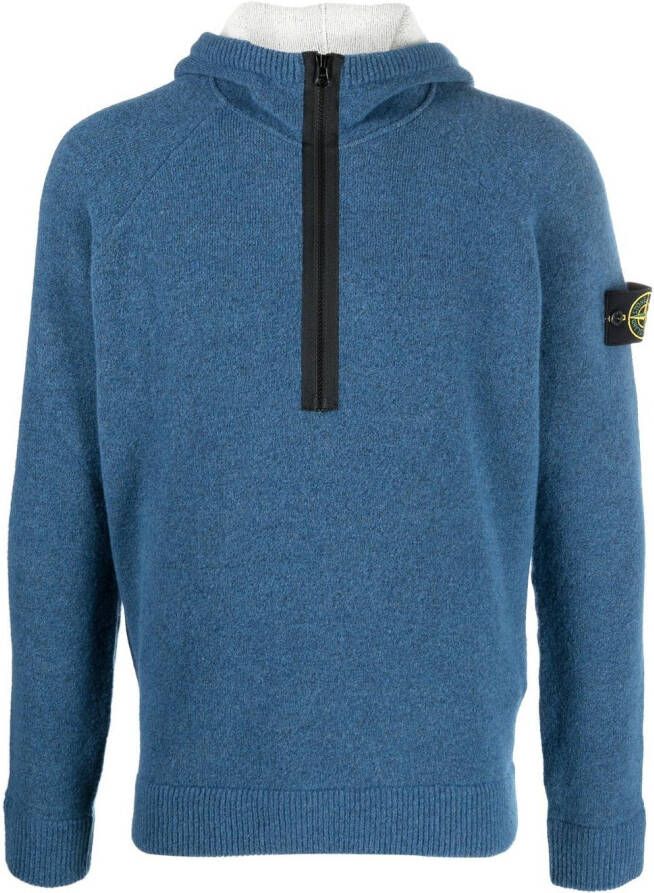 Stone Island Hoodie met logopatch Blauw