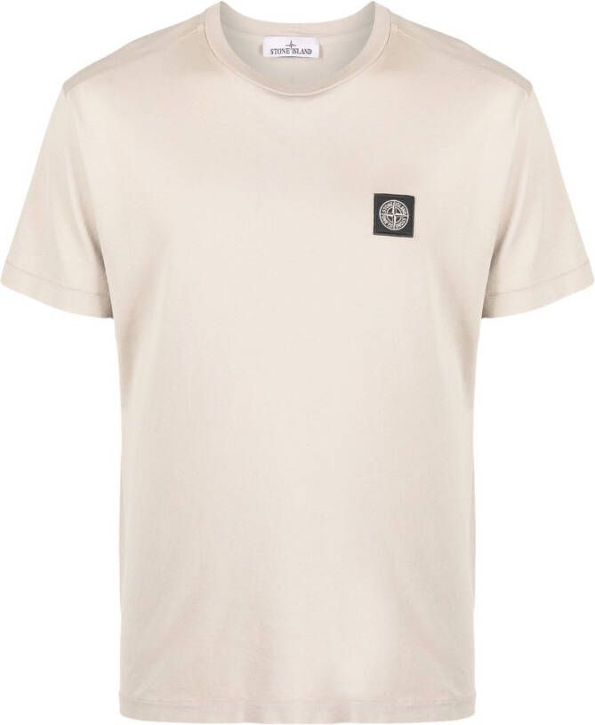 Stone Island T-shirt met logopatch Beige