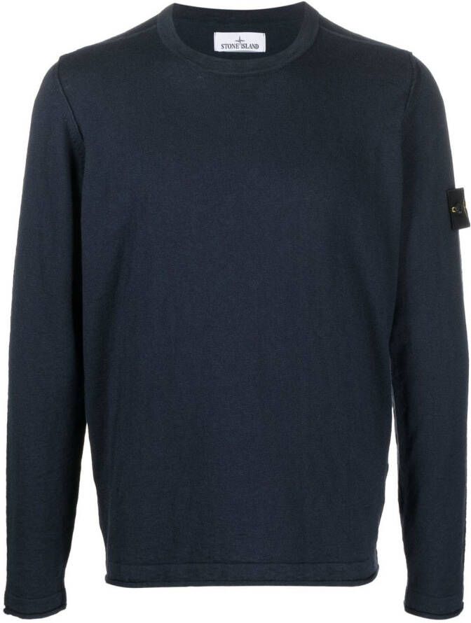 Stone Island Trui met logopatch Blauw