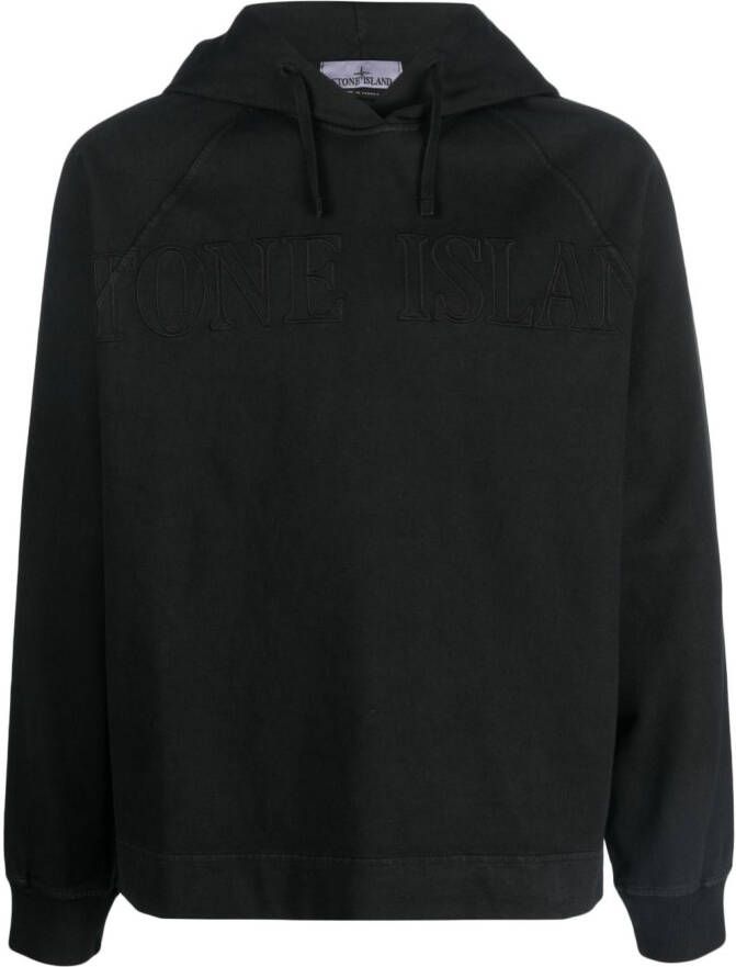 Stone Island Hoodie met logoprint Zwart