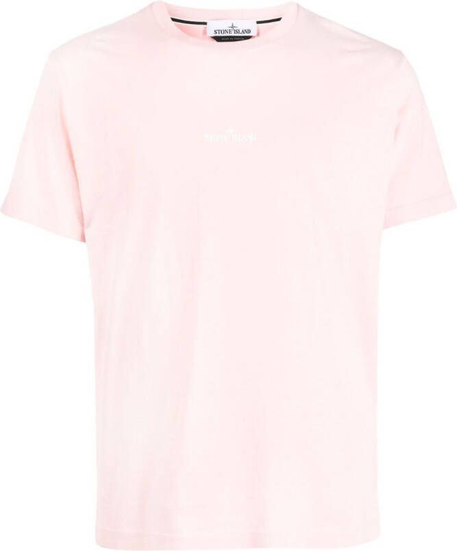 Stone Island T-shirt met logoprint Roze