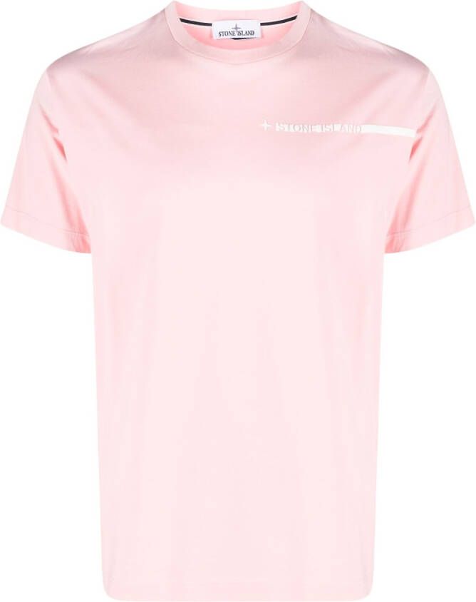 Stone Island T-shirt met logoprint Roze