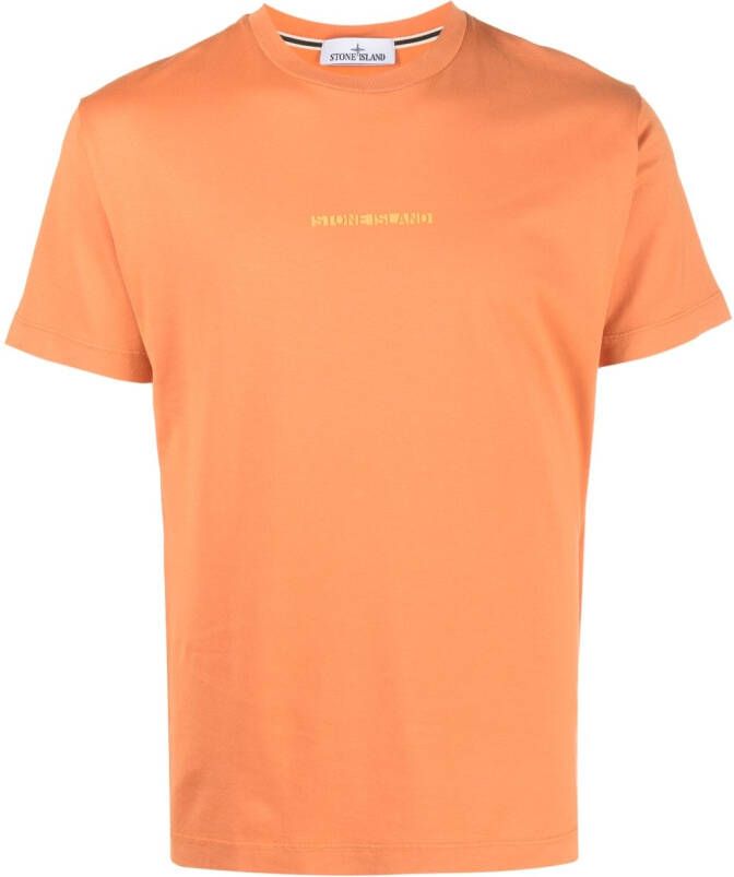 Stone Island T-shirt met logoprint Oranje