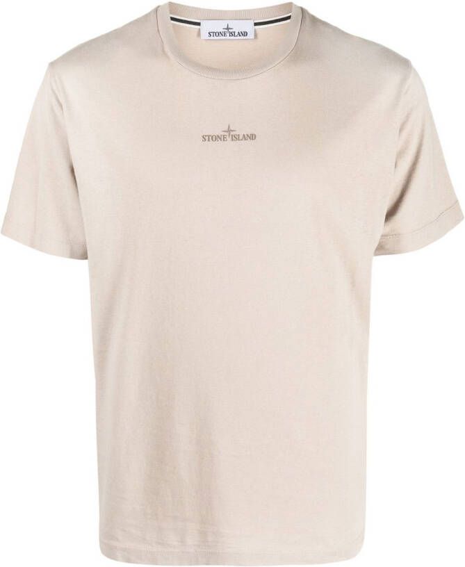 Stone Island T-shirt met logoprint Bruin