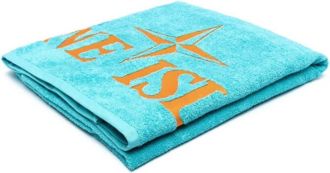 Stone Island Handdoek met logoprint Blauw